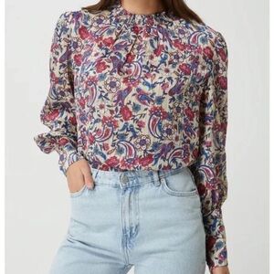 Mango Floral high neck blouse